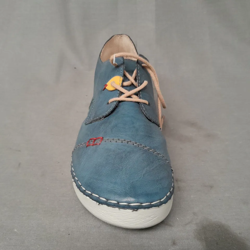 BOXED PAIR OF RIEKER SHOES IN BLUE EU SIZE 40