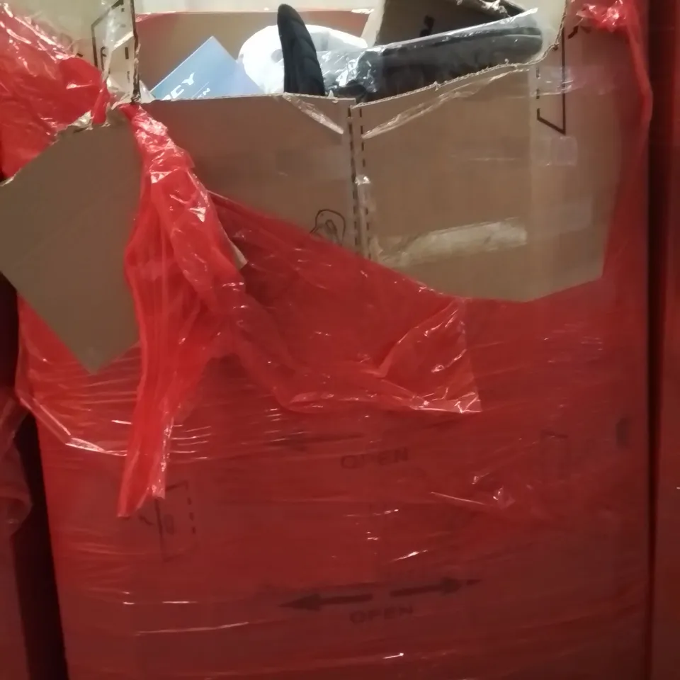 PALLET OF ASSORTED HOUSEHOLD GOODS AND PRODUCTS TO INCLUDE;AREA RUG,HAMSTER CAGE,
POPUP TENT