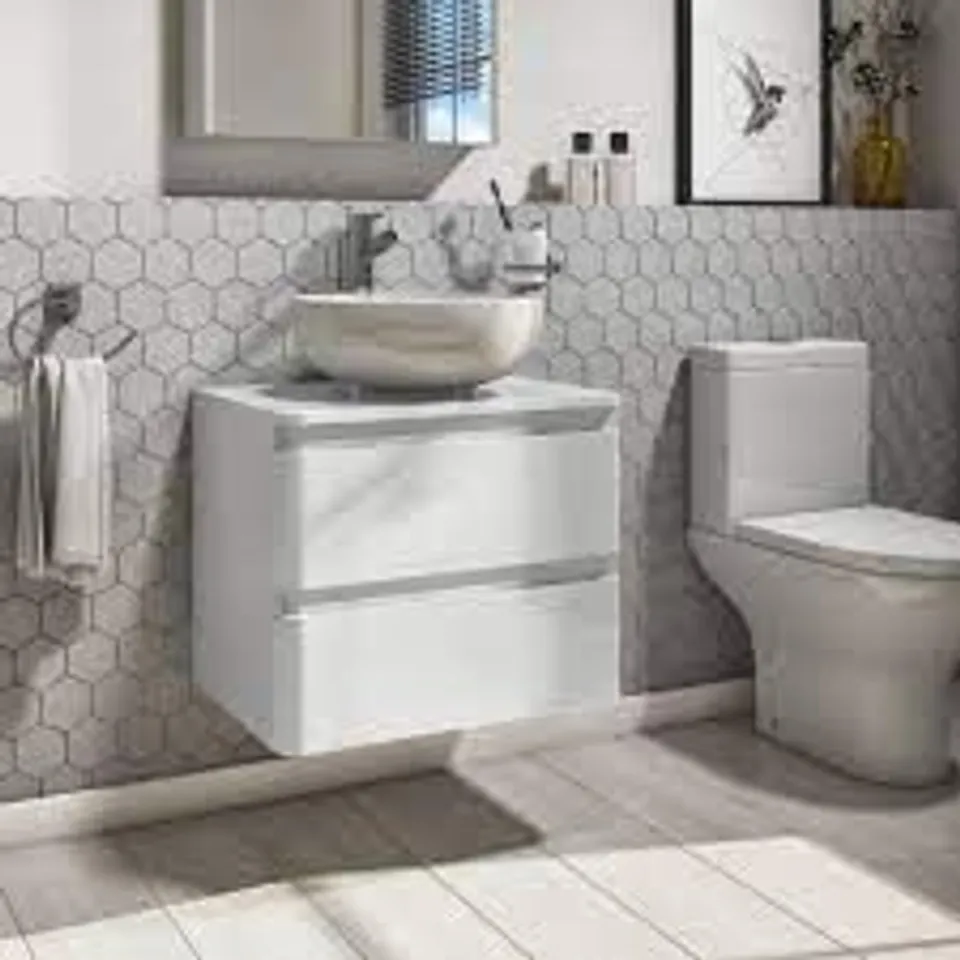 PORTLAND 600 TWO DRAWER WALL HUNG WHITE GLOSS
