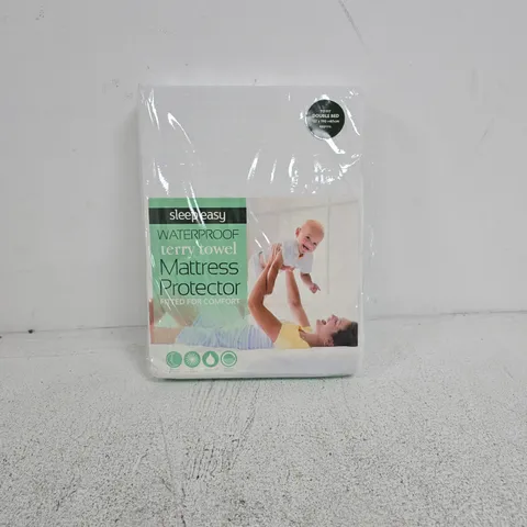 SLEEP EASY WATERPROOF TERRY TOWEL MATTRESS PROTECTOR DOUBLE
