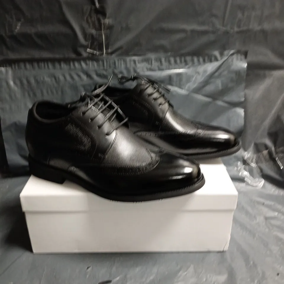 CONZURI MEN'S BLACK LEATHER OXFORD DRESS SHOES SIZE 7