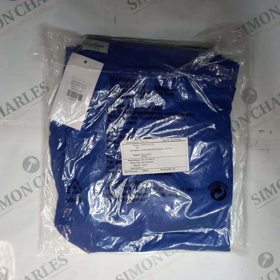 EMELIA SUPERSTRETCH BENGALINE CROP TROUSERS IN COBALT COLOUR SIZE L