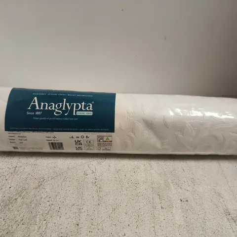 ANAGLYPTA LUXURY VINYL WALLPAPER ROLL – WHITE EMBOSSED FLORAL PATTERN