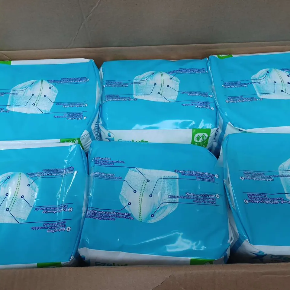 APPROXIMATELY 12 PACKS OF 10 PIECE EZELYFE ADULT PULL-UP DIAPER UNISEX 