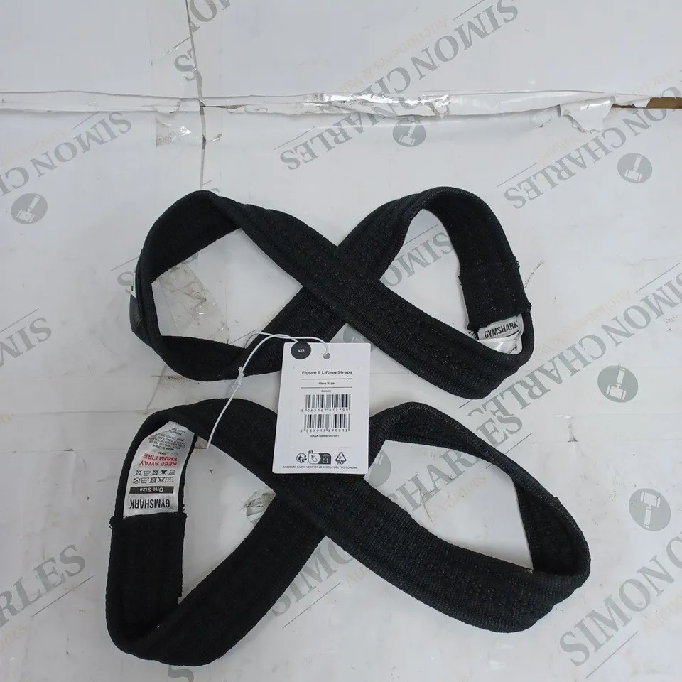 GYMSHARK BLACK FIGURE 8 LIFTING STRAPS