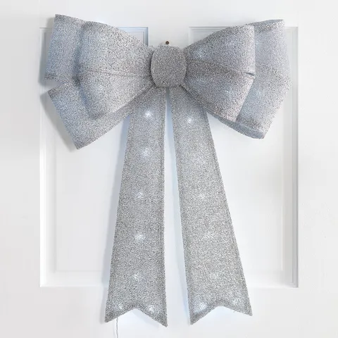 FESTIVE LARGE PRE-LIT DOOR BOW