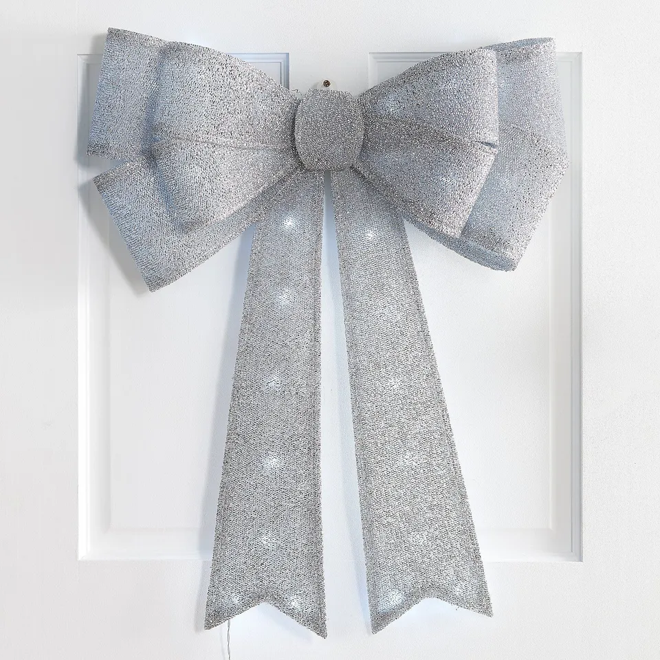 FESTIVE LARGE PRE-LIT DOOR BOW