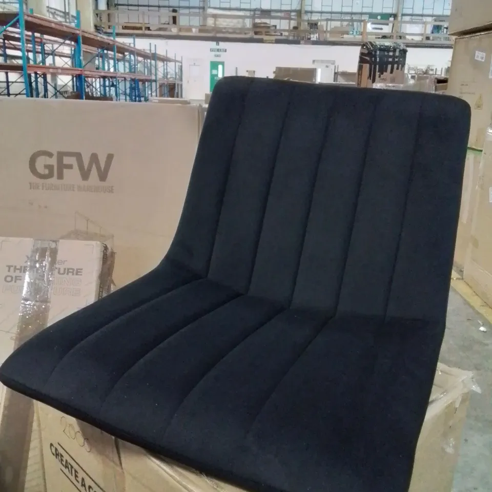 BOXED CUMMER SET OF TWO BLACK VELVET BAR STOOLS