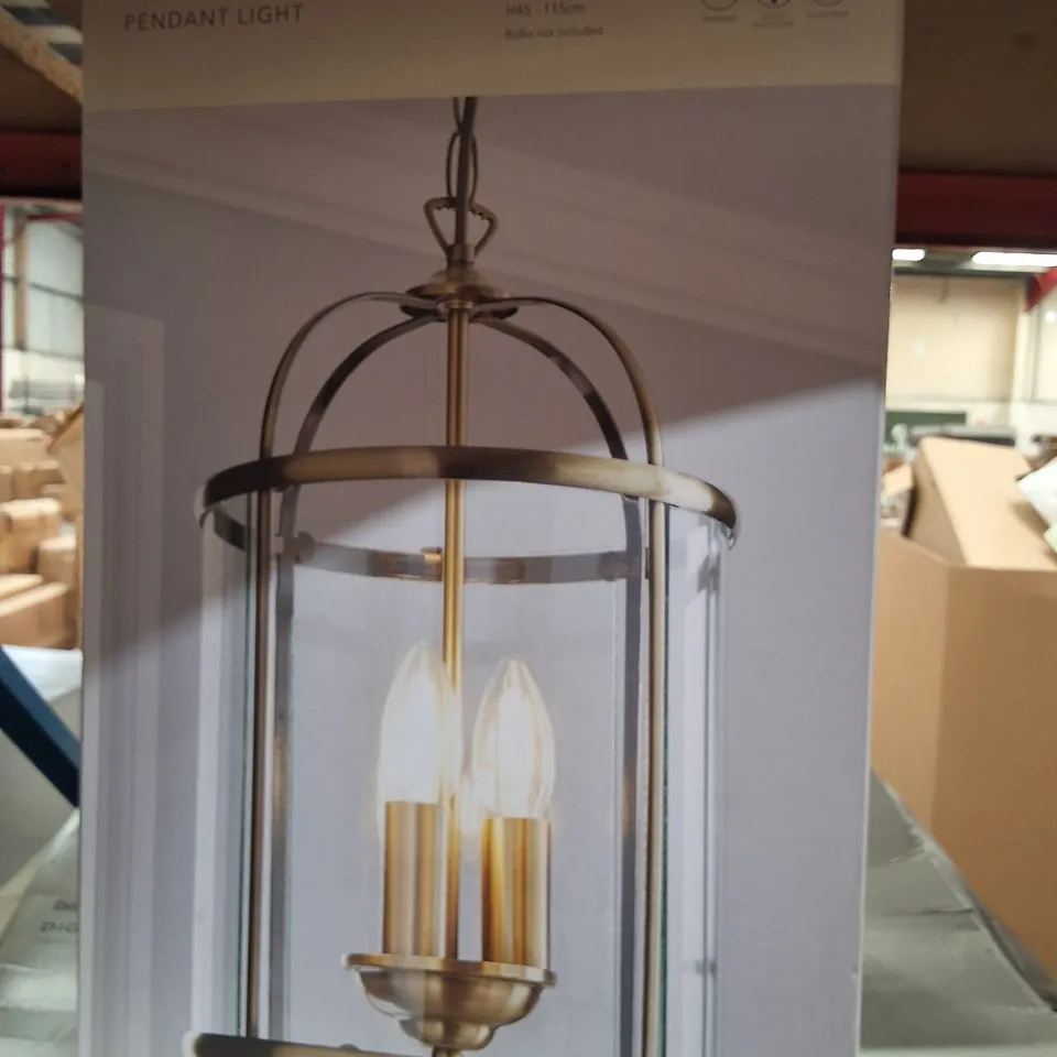 BOXED DUNELM HURRICANE PENDANT LIGHT – BRASS FINISH