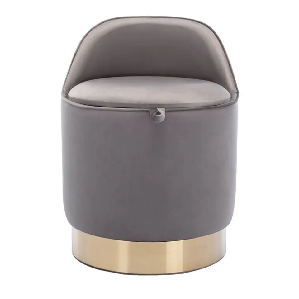 BOXED GREY VELVET STORAGE FOOTSTOOL (1 BOX)