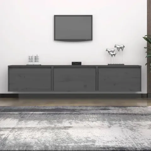 BOXED TRAIL SOLID WOOD TV STAND - GREY