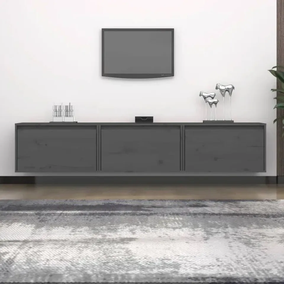 BOXED TRAIL SOLID WOOD TV STAND - GREY