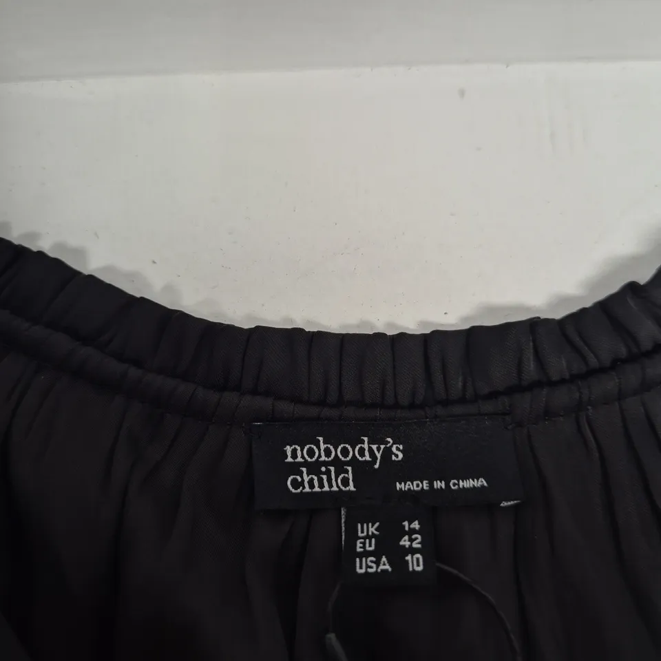 NOBODY'S CHILD PILAR PLISSE MINI DRESS – BLACK, UK 14 (EU 42, USA 10)