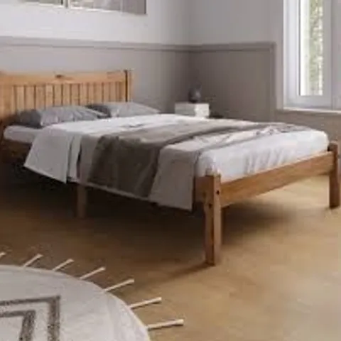 BOXED BIRLEA 135CM RIO BED//SIZE: DOUBLE - WAXED PINE (1 BOX)