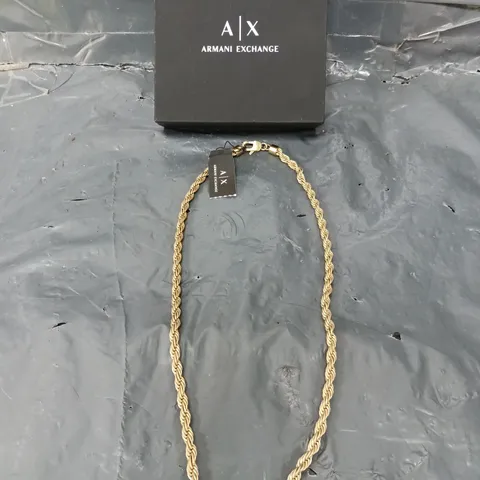 ARMANI EXCHANGE GOLD-TONE STAINLESS STEEL CHAIN NECKLACE