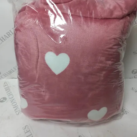 COZEE HOME OVERSIZED SNUGGLE HOODED BLANKET IN PINK HEARTS