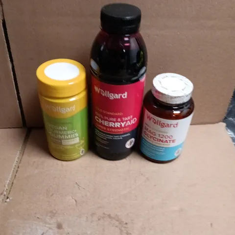 APPROXIMATELY 12 ASSORTED FOOD AND DRINKS ITEMS TO INCLUDE - WELLGARD VEGAN TURMERIC GUMMIES, WELLGARD CHERRYAID, WELLGARD MAG GLYCINATE ETC 
