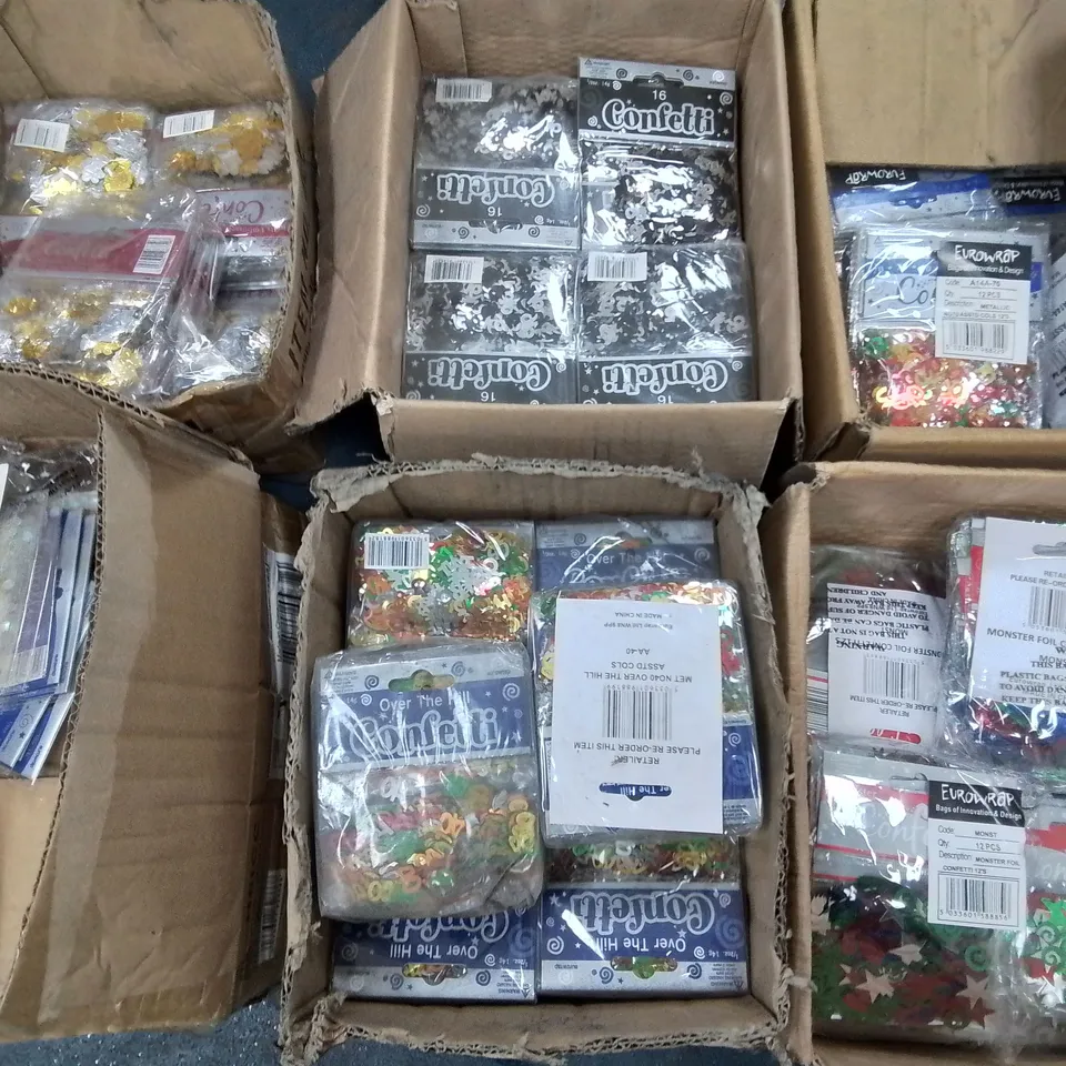 LARGE QUANTITY OF ASSORTED BRAND NEW CONFETTI - APPROX 21 BOX