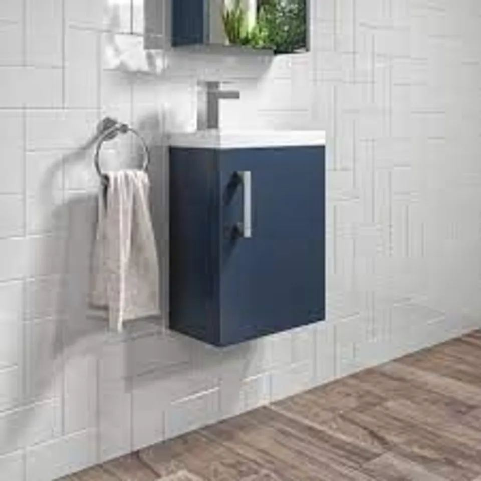 BOXED ASHFORD 400MM WALL HUNG VANITY UNIT MAT OCEAN BLUE 
