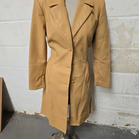 CENTIGRADE LADIES FAUX LEATHER COAT - SAND - SIZE SMALL