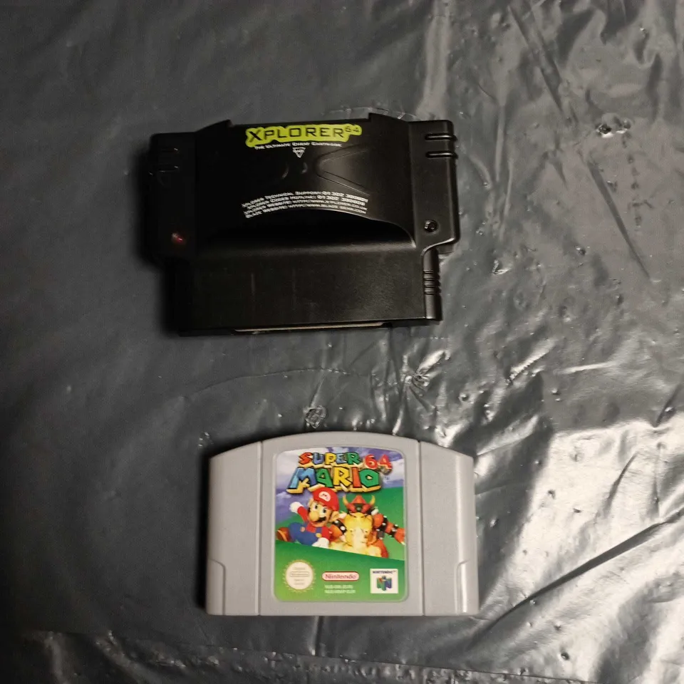 NINTENDO 64 SUPER MARIO 64 GAME CARTRIDGE WITH BLACK XPLORER ACCESSORY