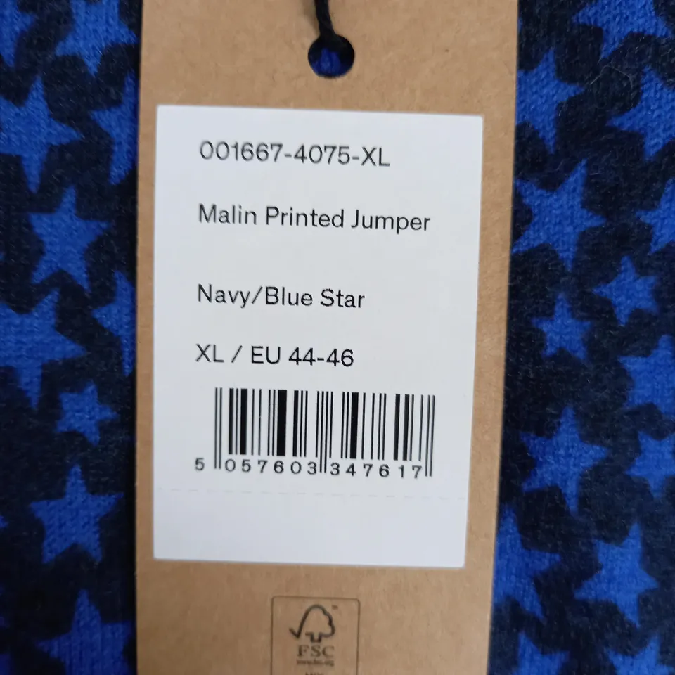 HUSH MALIN PRINTED JUMPER IN NAVY /BLUE STAR - XL 