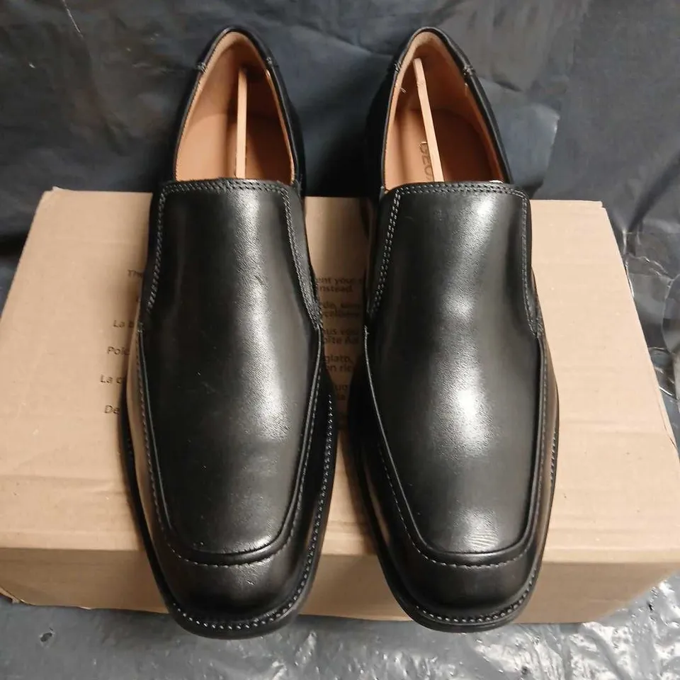 GEOX ESPIRA BLACK LEATHER SLIP-ON LOAFERS