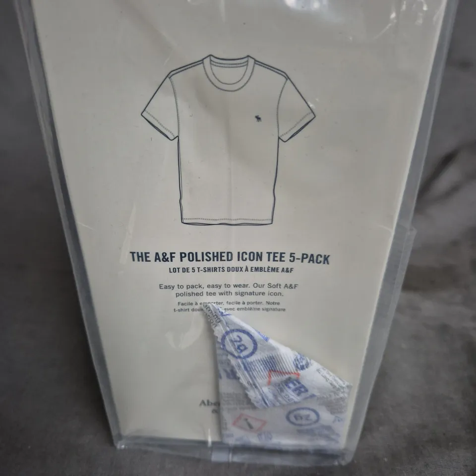 ABERCROMBIE & FITCH THE A&F POLISHED ICON TEE 5-PACK – MEN'S T-SHIRTS, SIZE M