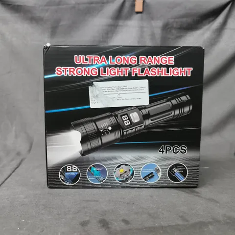 BOXED UNBRANDED SET OF 4 ULTRA LONG RANGE STRONG LIGHT FLASHLIGHTS