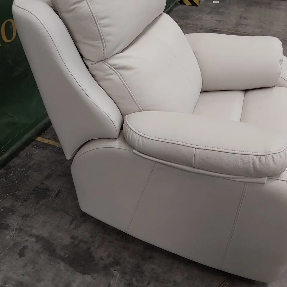 QUALITY BRITISH DESIGNER G PLAN KINGSBURY EASY CHAIR CAMBRIDGE CHALK LEATHER 