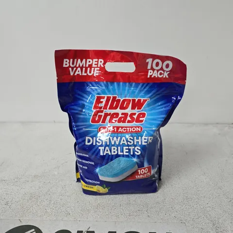 ELBOW GREASE DISHWASHER TABLETS – 100 TABLETS (5-IN-1 ACTION)