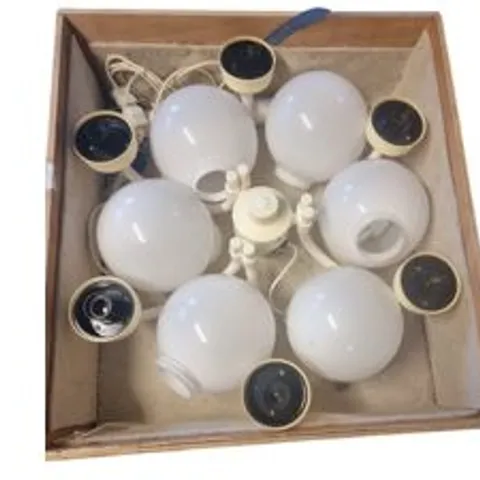 12 VINTAGE CEILING 60'S RETRO CHANDELIER LIGHTS w / PROTECTIVE WOOD CARRY CASES