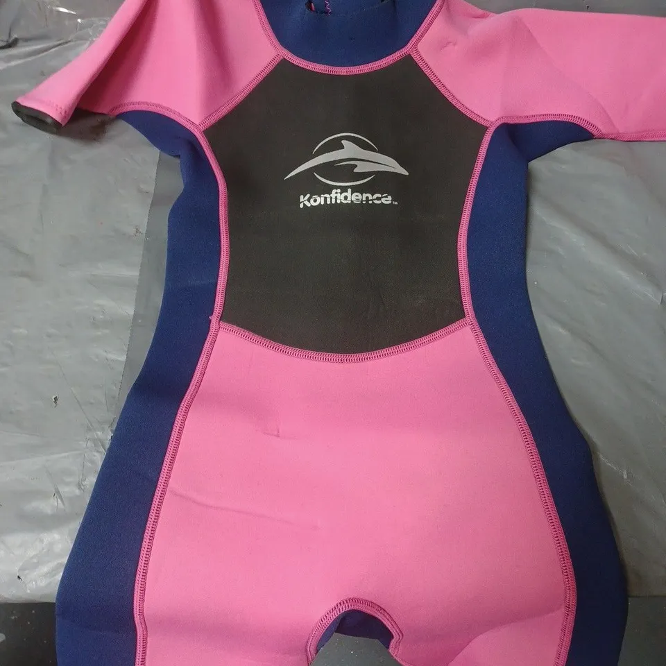 KONFIDENCE KIDS SHORTIE WETSUIT - PINK/BLUE - 9-10 YEARS