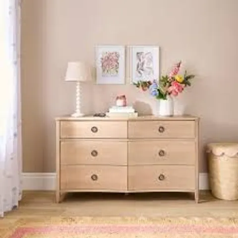 BOXED DARLINGTON 6 DRAWER CHEST - NATURAL WASH (1 BOX)
