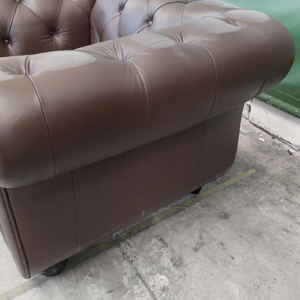 DESIGNER CHESTERFIELD EASY CHAIR CHESTNUT LEATHER 