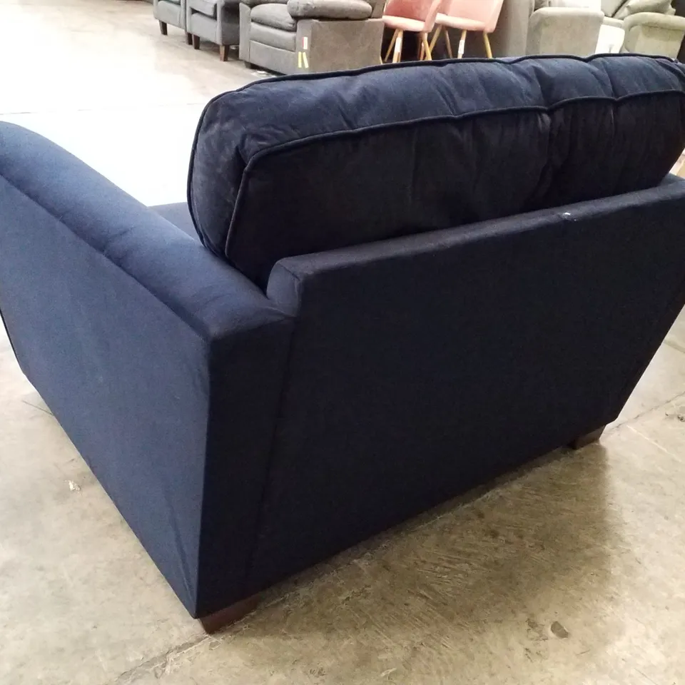 QUALITY DESIGNER LOVESEAT - DARK BLUE FABRIC