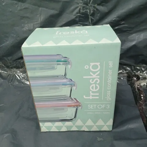 BOXED SET OF 3 FRESKA GLASS CONTAINER SET 