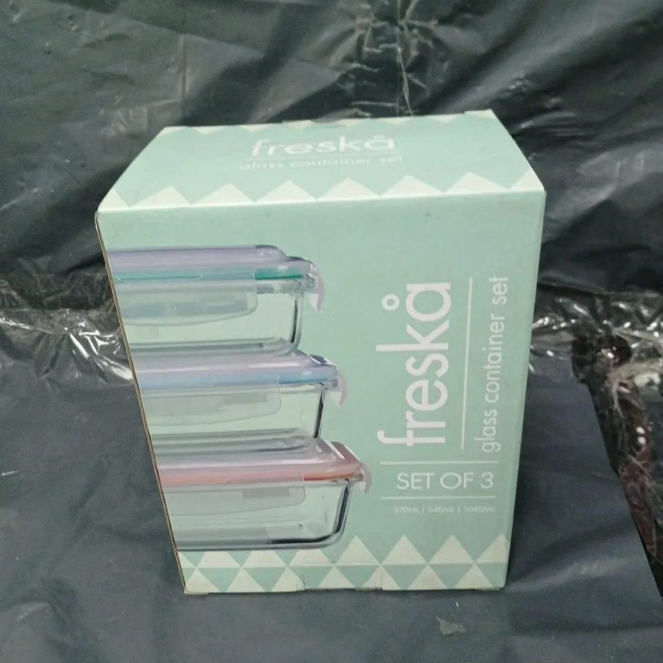 BOXED SET OF 3 FRESKA GLASS CONTAINER SET 