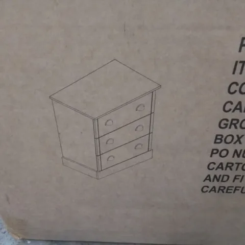 BOXED GFW KENDAL 3 DRAWER CHEST OF DRAWERS IN GREY (1 BOX)