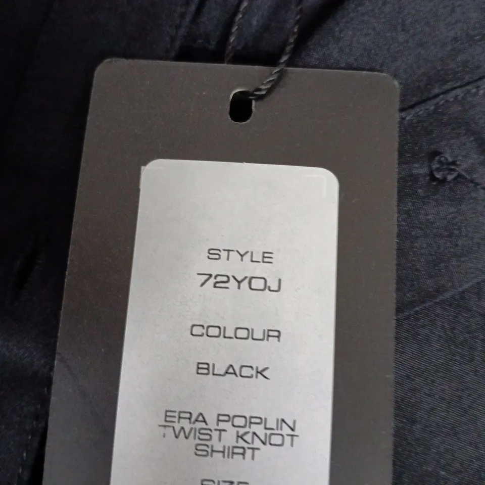 FRENCH CONNECTION ERA POPLIN TWIST KNOT SHIRT – BLACK, UK 12