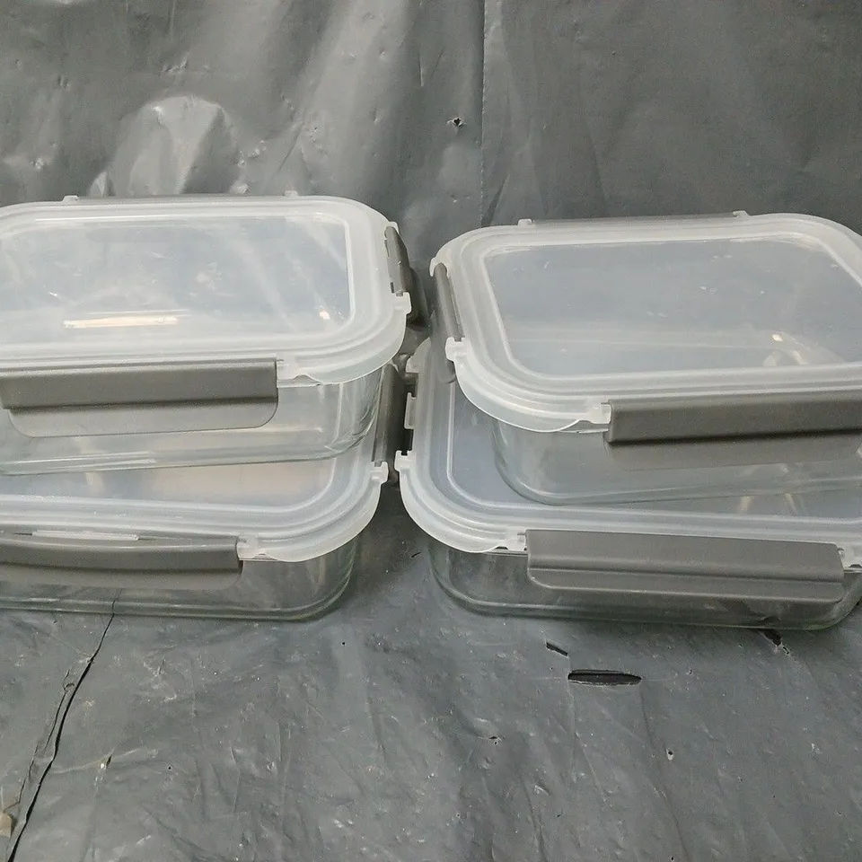 SET OF 4 GLASS LID STORAGE CONTAINERS 