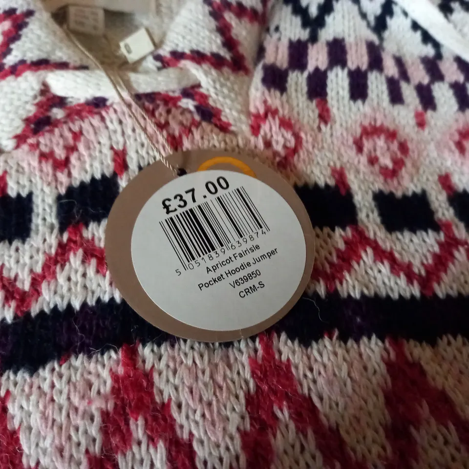 APRICOT FAIRISLE POCKET HOODIE JUMPER - UK 10