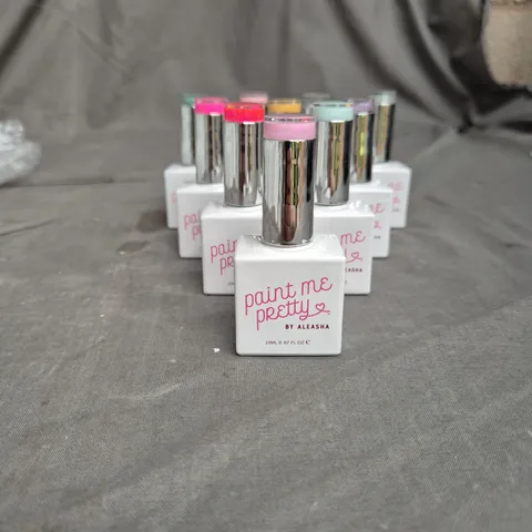 LOT OF 10 PAINT ME PRETTY BY ALEASHA GEL NAIL VARNISH - ASSORTED COLOURS - 20ML