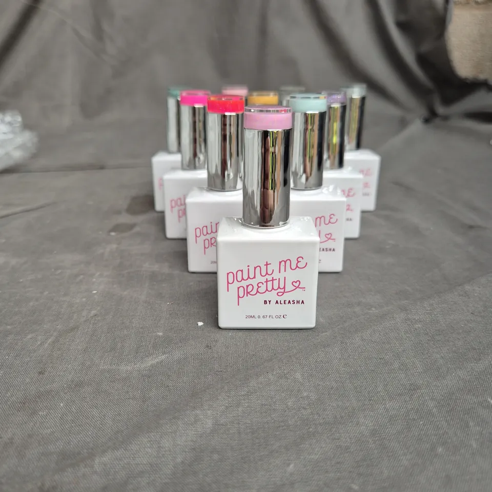 LOT OF 10 PAINT ME PRETTY BY ALEASHA GEL NAIL VARNISH - ASSORTED COLOURS - 20ML