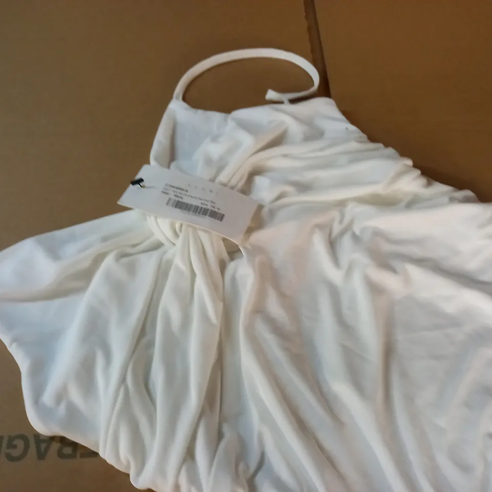 CLUB OF LONDON WHITE KNOT DETAIL RUCHED MIDI DRESS - UK 16
