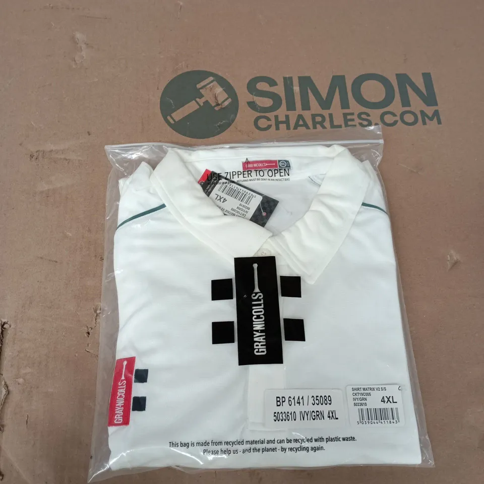 GRAY-NICOLLS SHIRT MATRIX V2 S/S – WHITE, 4XL