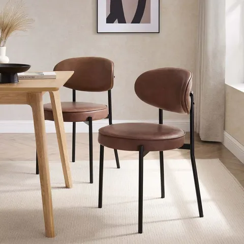 BOXED DUSK MIA SET OF 2 DINING CHAIR - FAUX LEATHER TAN (1 BOX)
