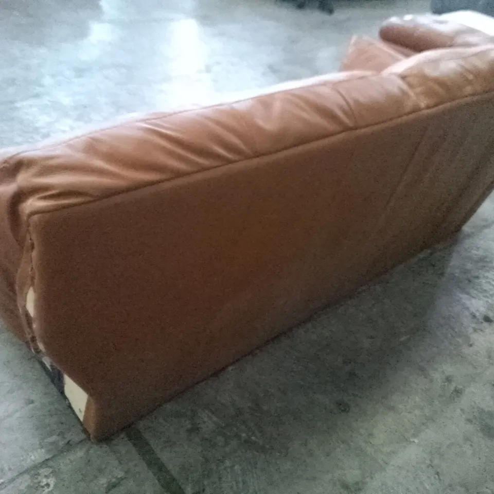 QUALITY DESIGNER RHF SOFA SECTION - BROWN LEATHER