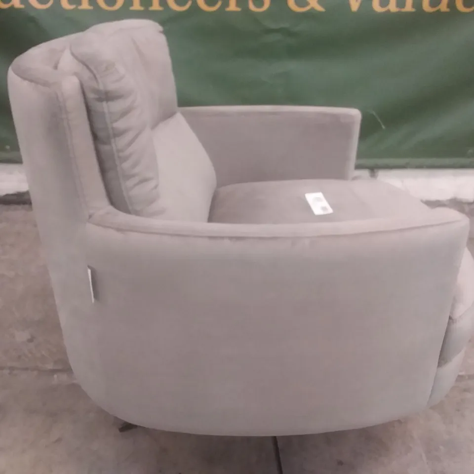 QUALITY ITALIAN DESIGNER SWIVEL CHAIR GREY PLUSH FABRIC