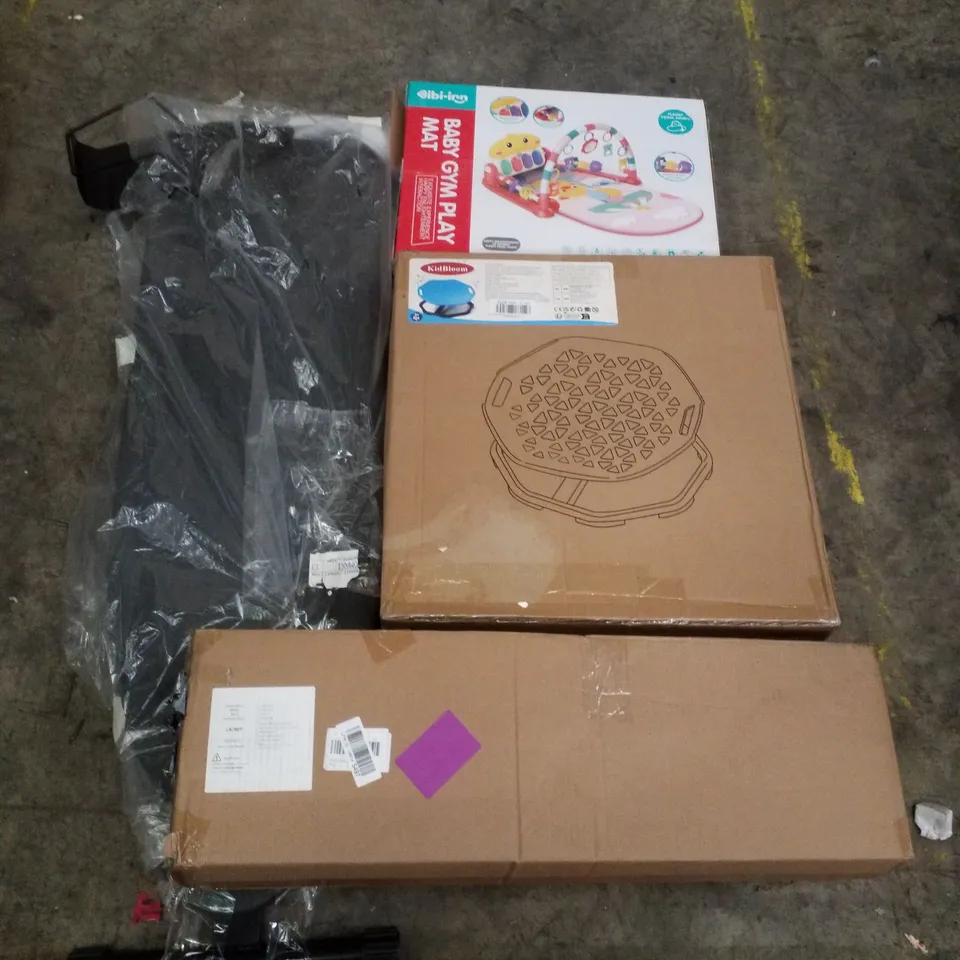 PALLET CONTAINING ASSORTED PRODUCTS INCLUDING IRONING BOARD, BABY GYM PLAY MAT, CLOTHES AIRER & SPINNING CHAIR
